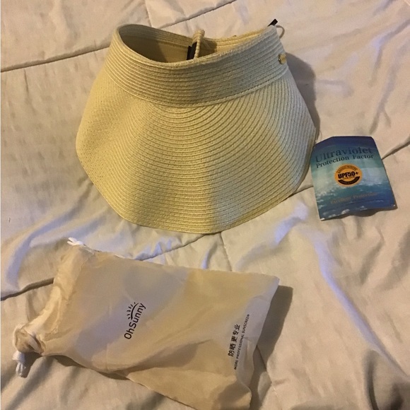 Oh Sunny tan foldable visor hat with carryon bag NWT - Picture 3 of 8